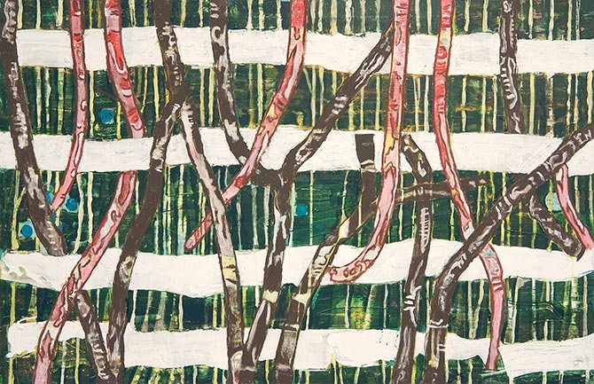 Talstation, 20 x 25 cm, Papiercollage, 2006