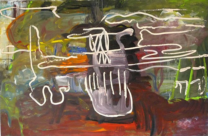 Talstation, 20 x 25 cm, Papiercollage, 2006