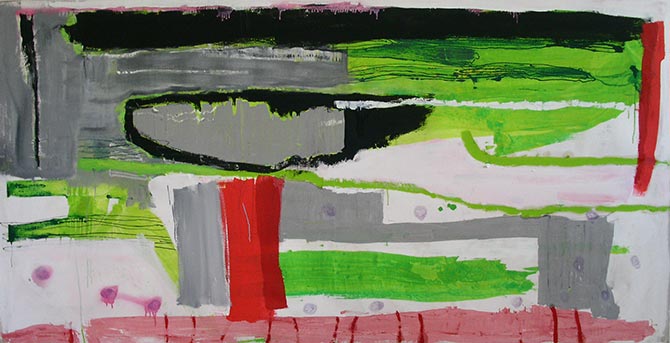 Strahlung (Bühne), 30 x 40 cm, Öl/Faserstift auf Lwd., 2006