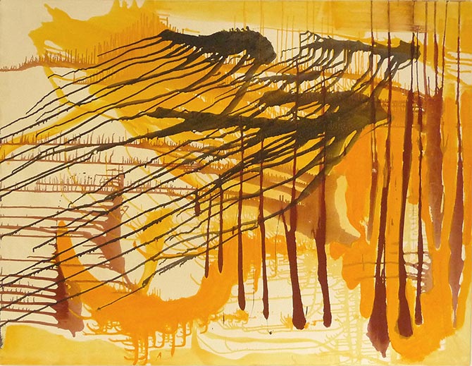 Winteranfang, 30 x 24 cm, &Ouml;l/Faserstift auf Lwd., 2005