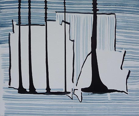 Atelier, 30 x 30 cm, Papiercollage, 2007