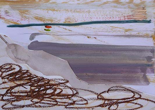 Landschaft, 30 x 40 cm, Öl/Faserstift auf Lwd., 2007